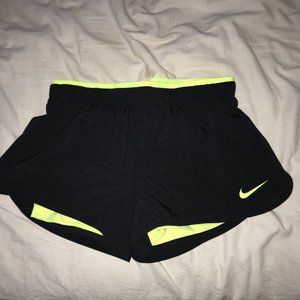 Black Neon Yellow Lined Nike Shorts